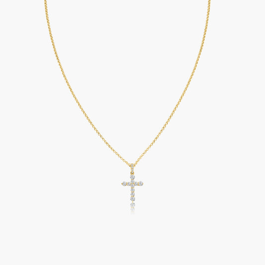 14K Yellow Gold Cross Dainty Cross Pendant - P606463