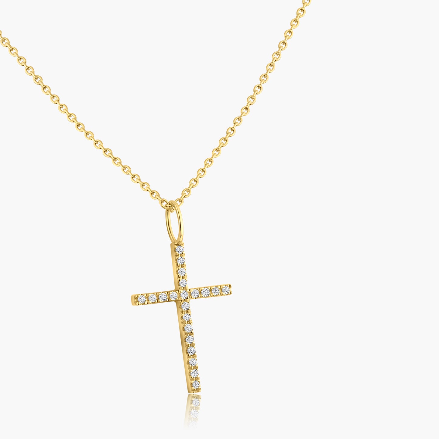 14K Yellow Gold Dainty Cross Pendant - P606468