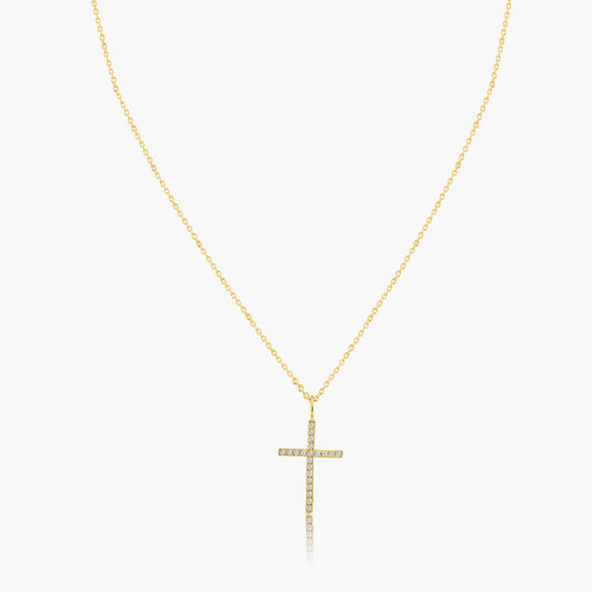 14K Yellow Gold Dainty Cross Pendant - P606468