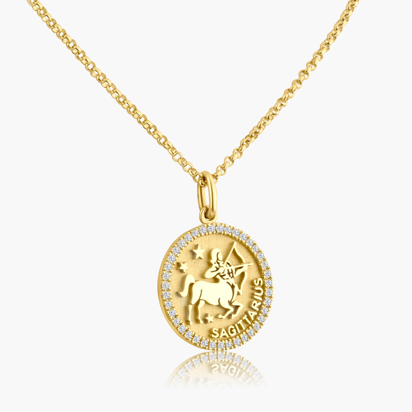 14K Yellow Gold Zodiac Pendant-PSAGIT-SCH