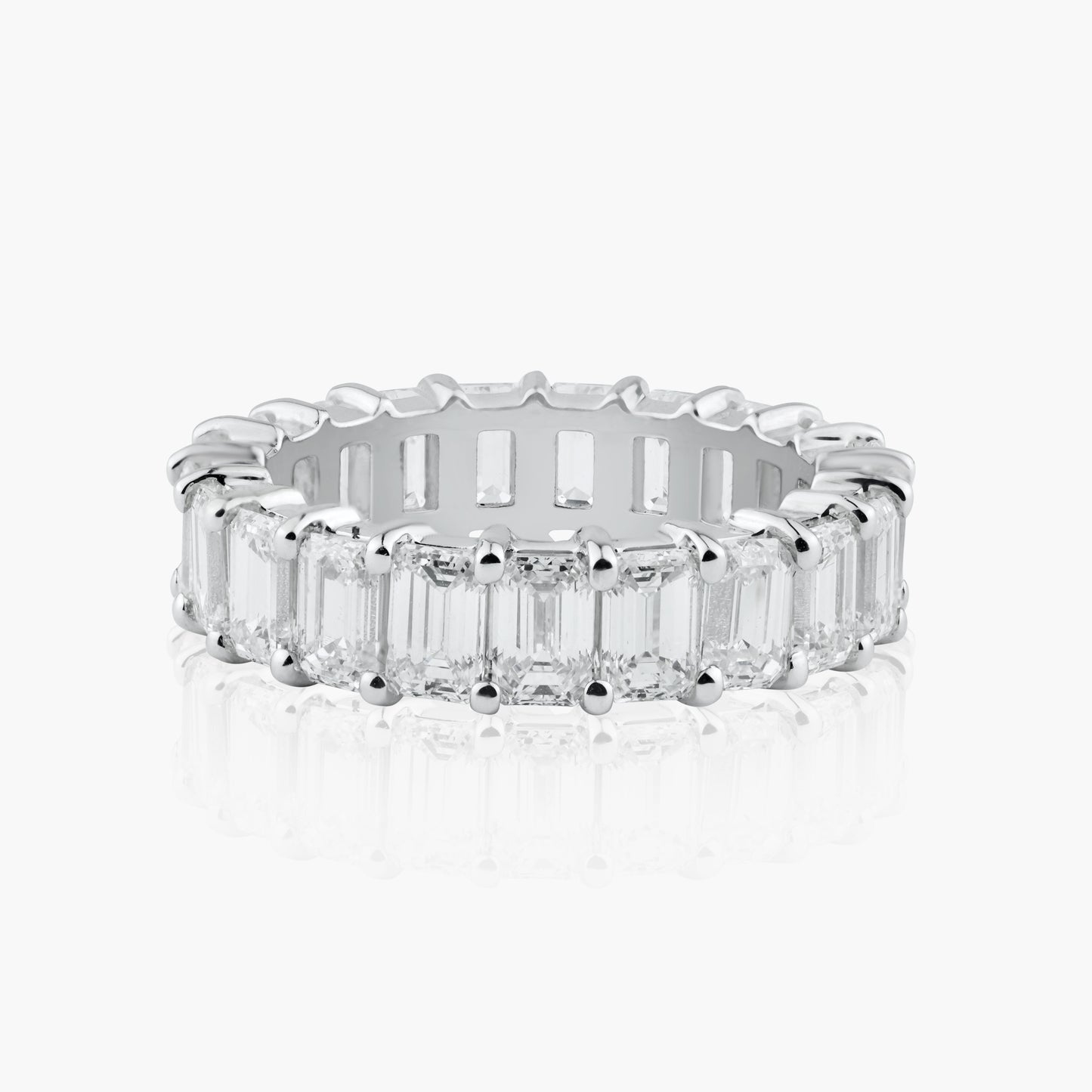 14K White Gold Emerald Cut Diamond Eternity Ring - R-050321-11VC