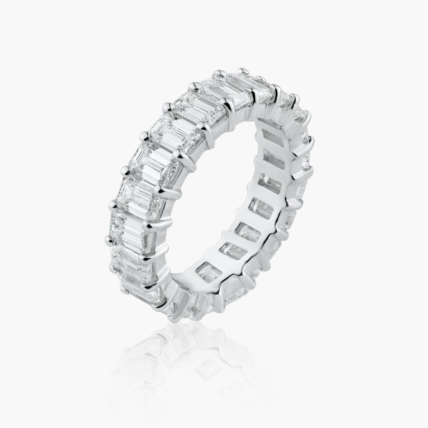 14K White Gold Emerald Cut Diamond Eternity Ring - R-050321-11VC