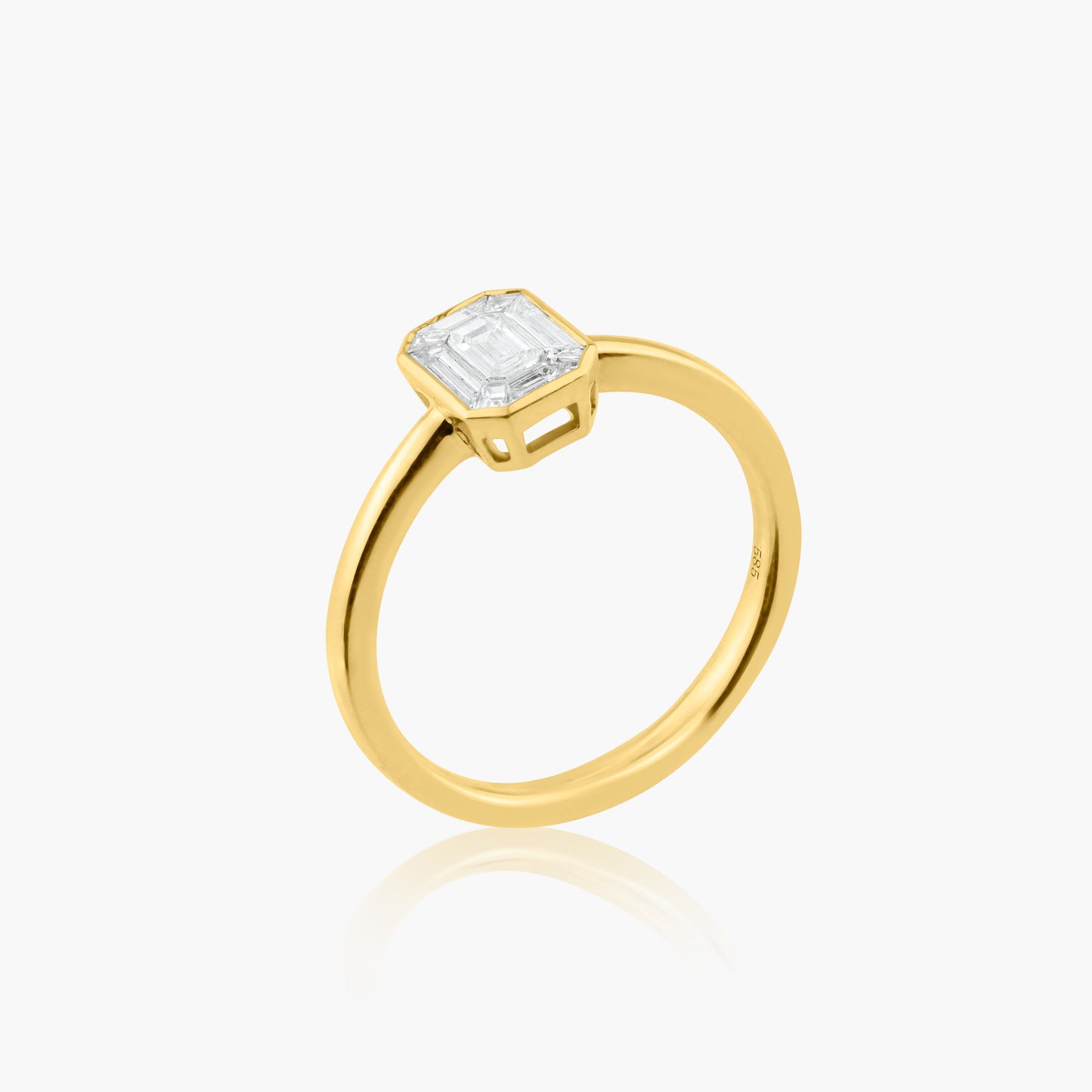 18K Yellow Gold Baguette Bezel Ring-R-25457VV