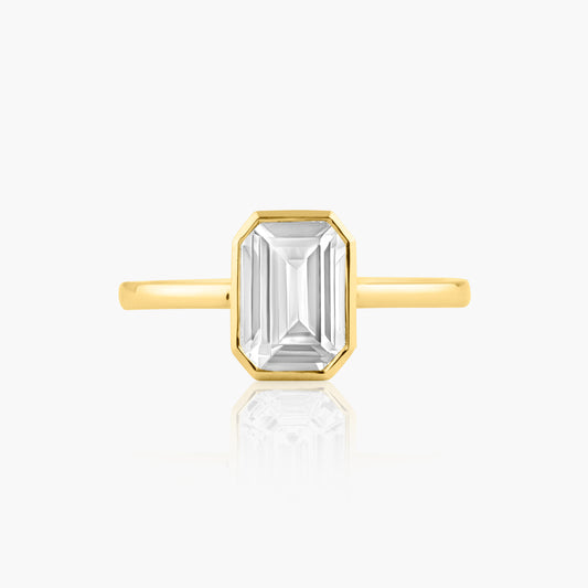 18K Yellow Gold Baguette Bezel Ring-R-25457VV