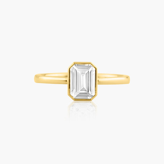 14K Yellow Gold Baguette Bezel Ring-R-25492VV