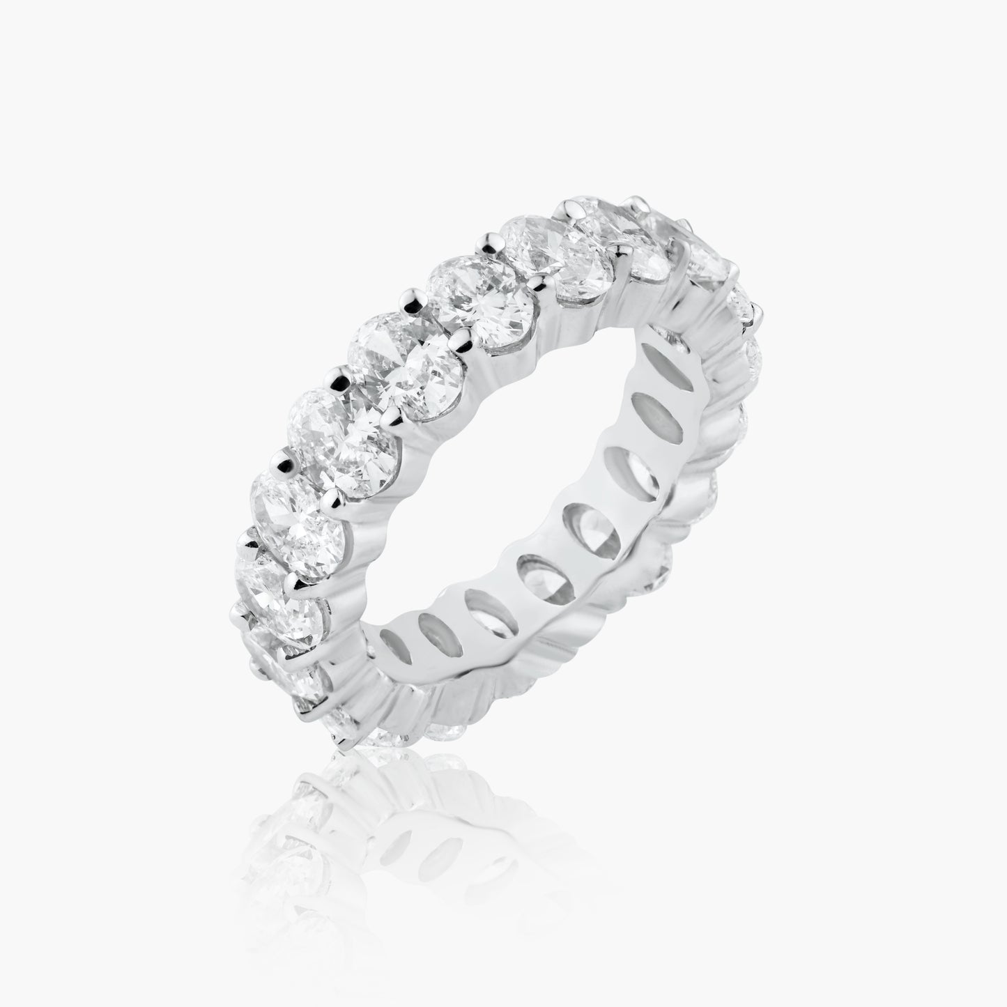 18K White Gold Oval Diamond Eternity Ring - R-7325VC