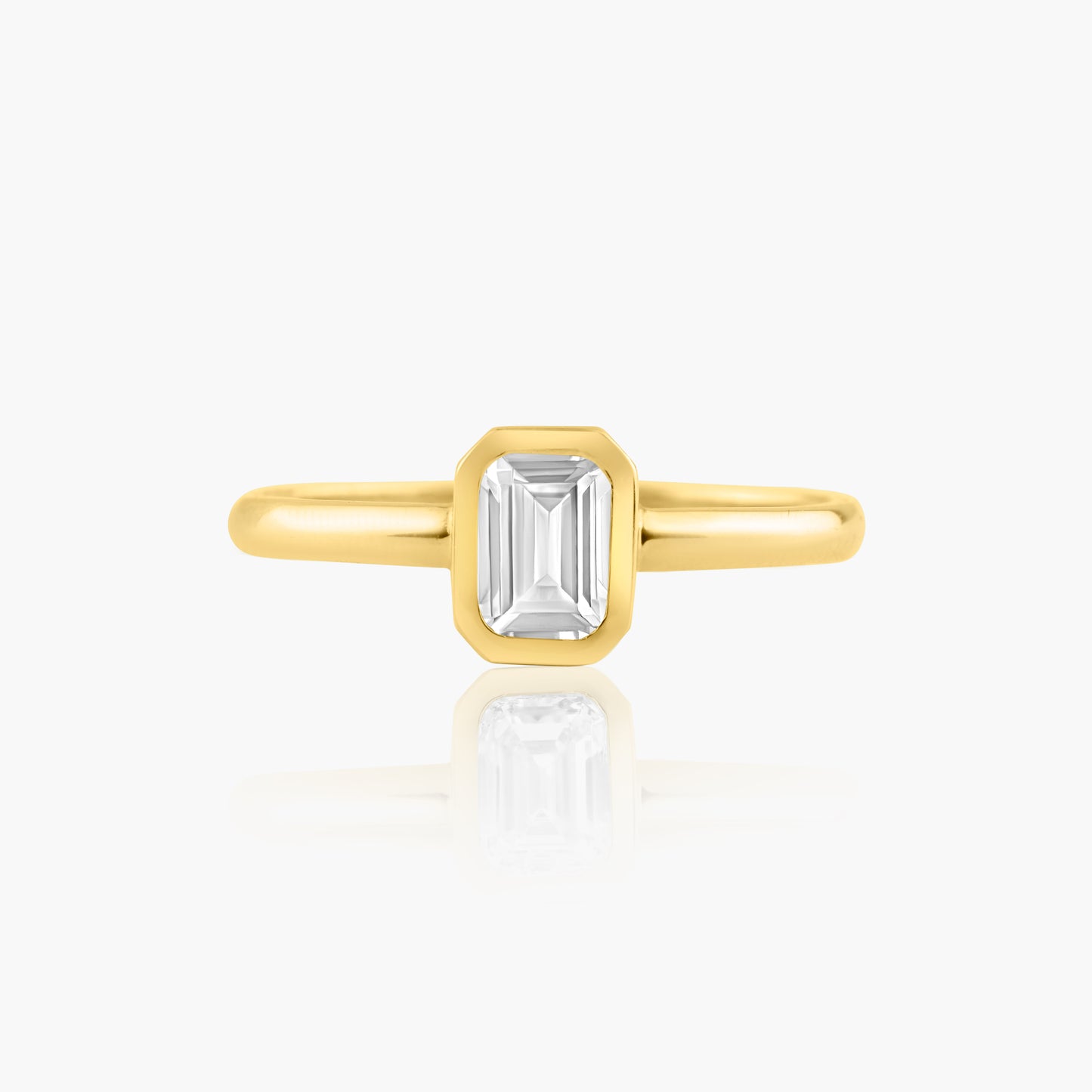 14K Yellow Gold Emerald Cut Bezel Ring-R-EMB-50-2SE