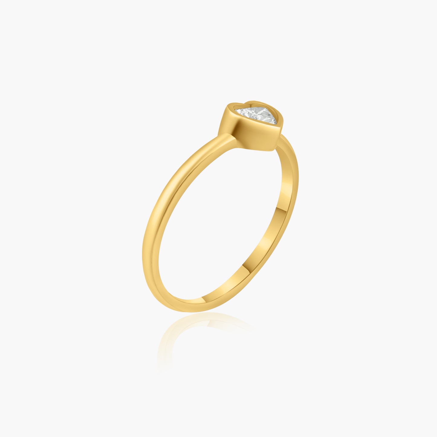 14K Yellow Gold Dainty Heart Bezel Ring-R-HSB302SE