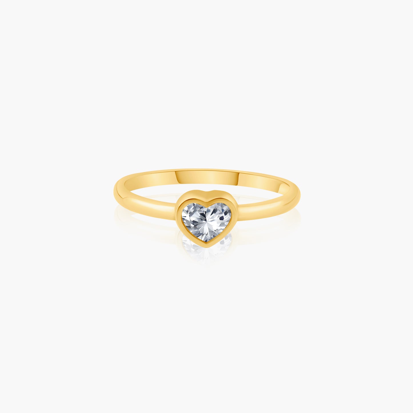 14K Yellow Gold Dainty Heart Bezel Ring-R-HSB302SE