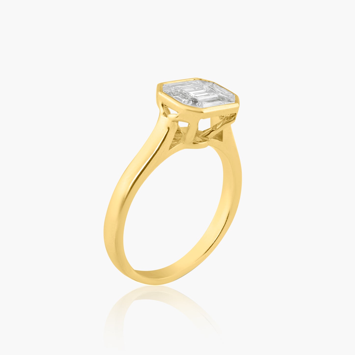 14K Yellow Gold Baguette Bezel Ring-R-K25498VV