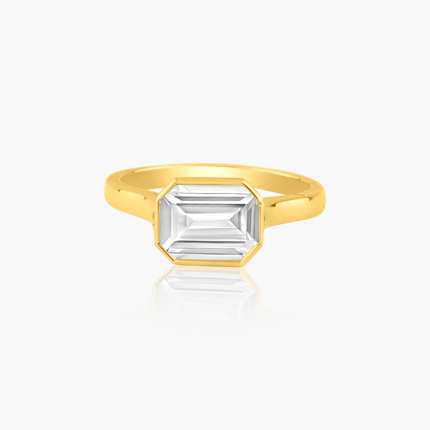 14K Yellow Gold Baguette Bezel Ring-R-K25498VV