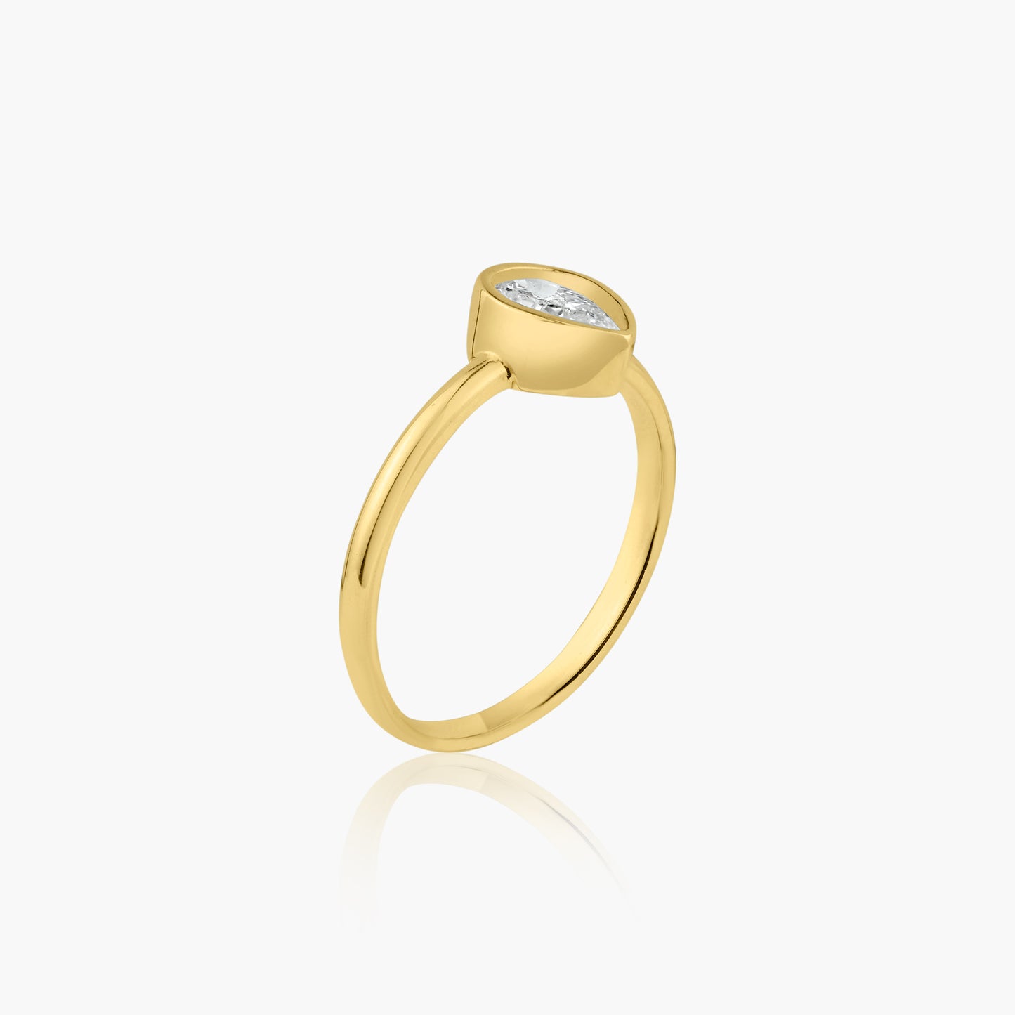 14K Yellow Gold Pear Bezel Ring-R-PSB502SE