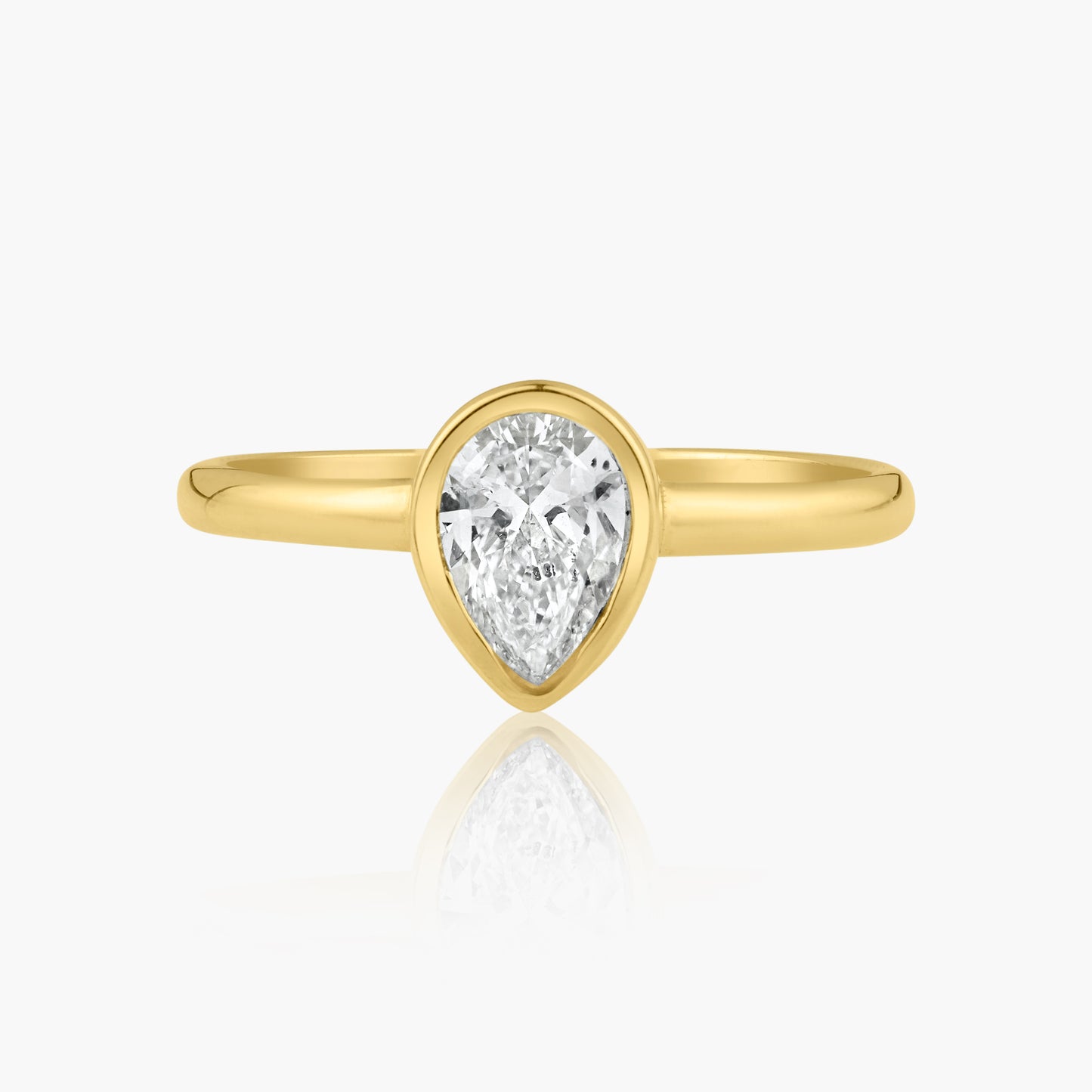 14K Yellow Gold Pear Bezel Ring-R-PSB502SE