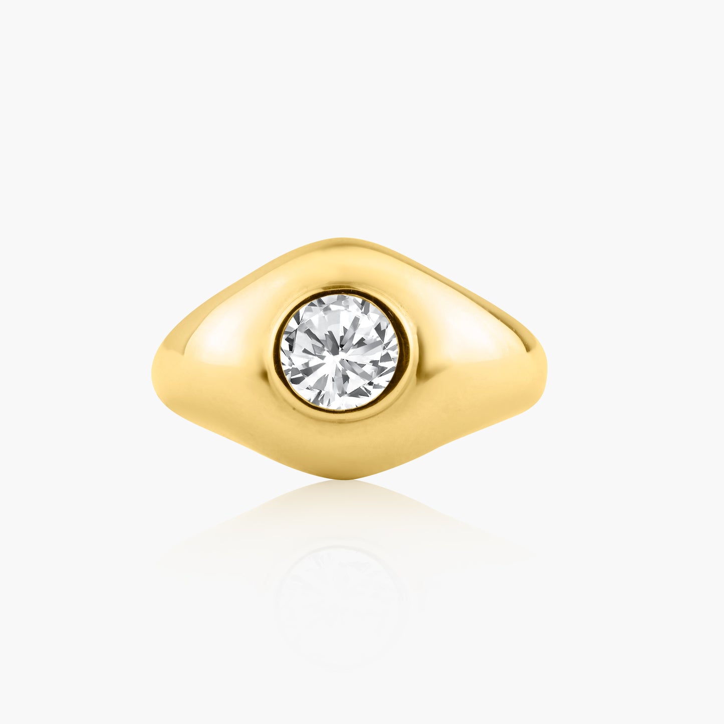 14K Yellow Gold Round Diamond Pinky Ring - R-RDB-50-5SE