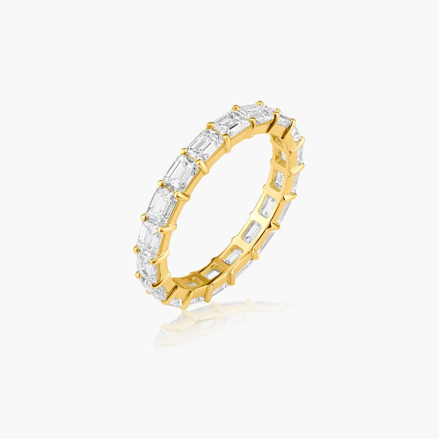 14K Yellow Gold Emerald Cut Diamond Eternity Ring - R00001