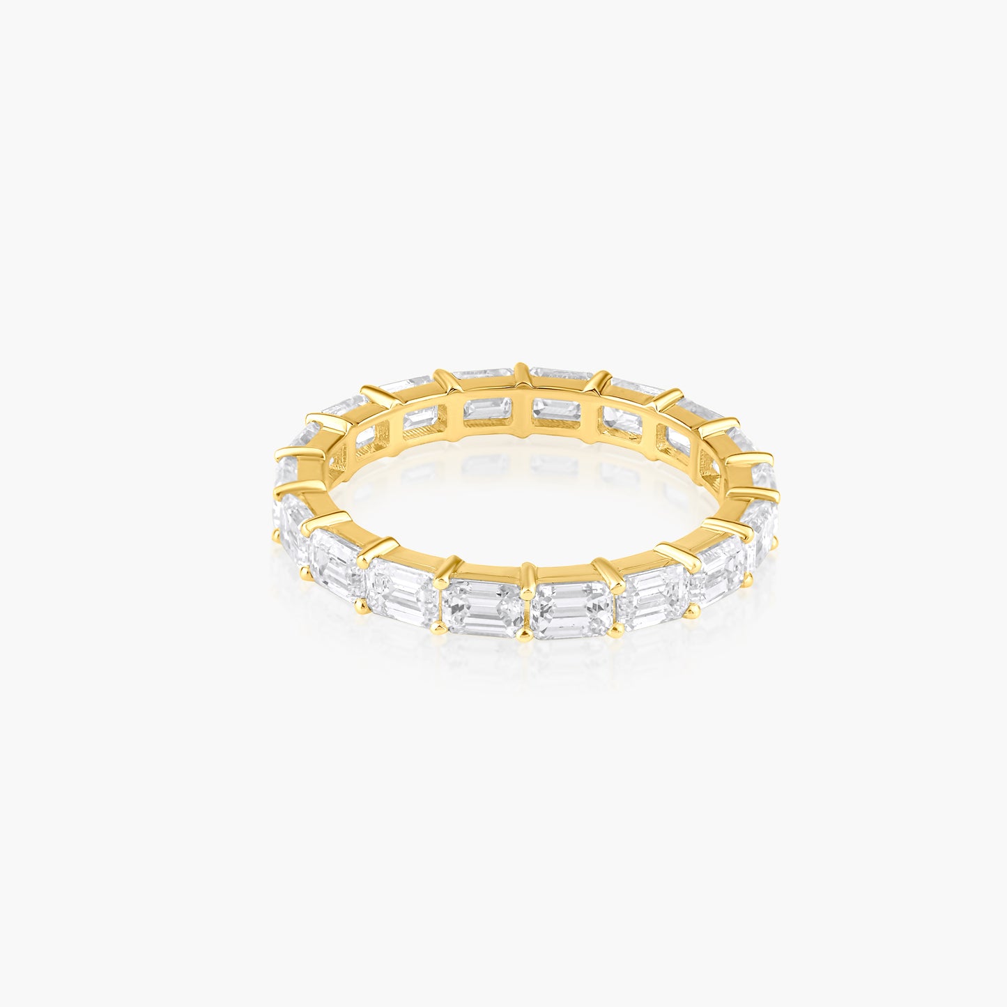 14K Yellow Gold Emerald Cut Diamond Eternity Ring - R00001