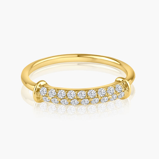 14K Yellow Gold Dainty Diamond Bar Ring - R00002