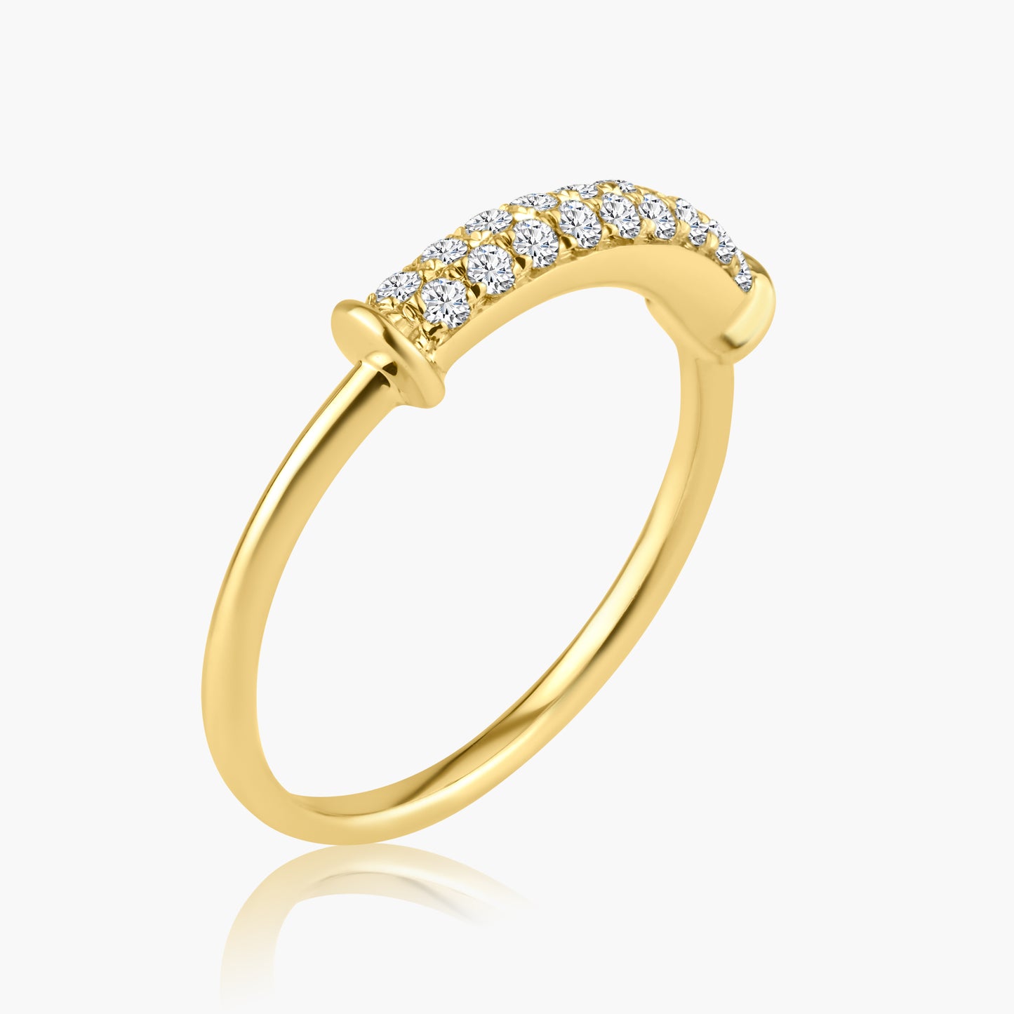 14K Yellow Gold Dainty Diamond Bar Ring - R00002