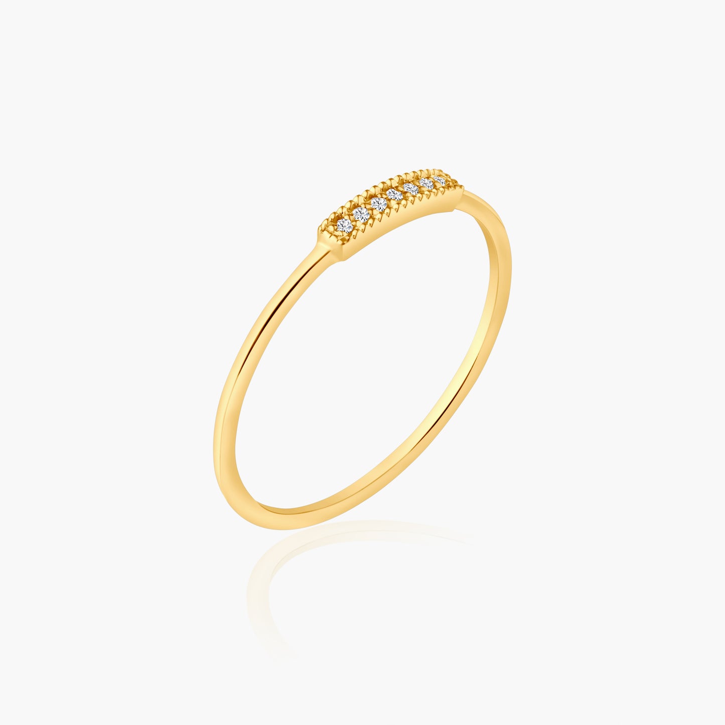 14K Yellow Gold Dainty Diamond Bar Ring - R00004