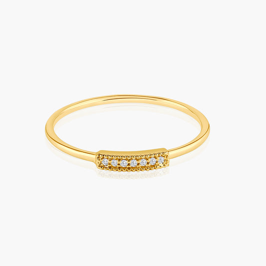 14K Yellow Gold Dainty Diamond Bar Ring - R00004