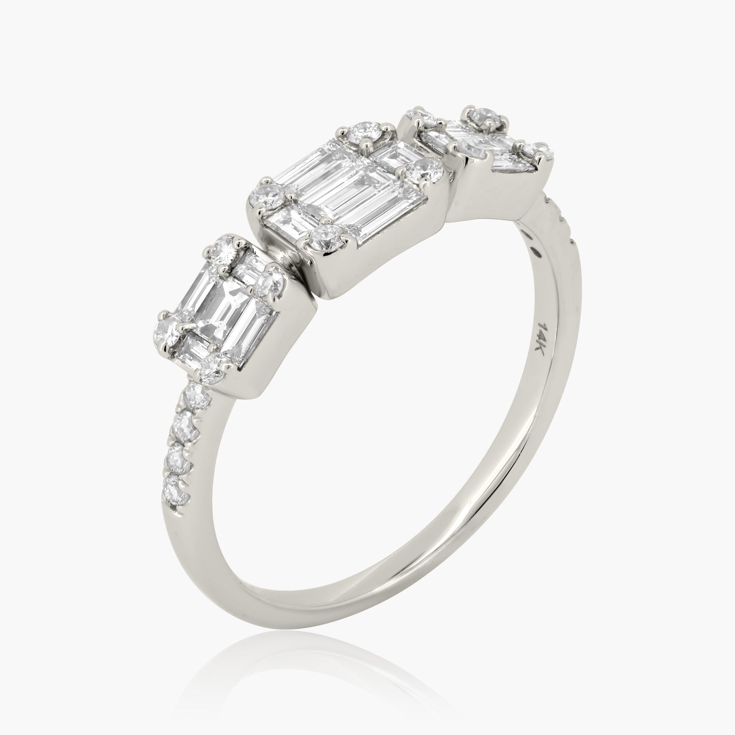 14K White Gold Baguette Ring - R00011