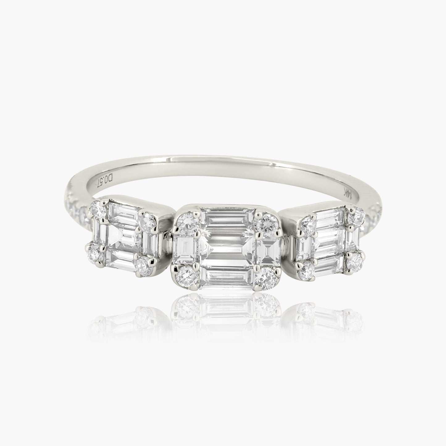 14K White Gold Baguette Ring - R00011