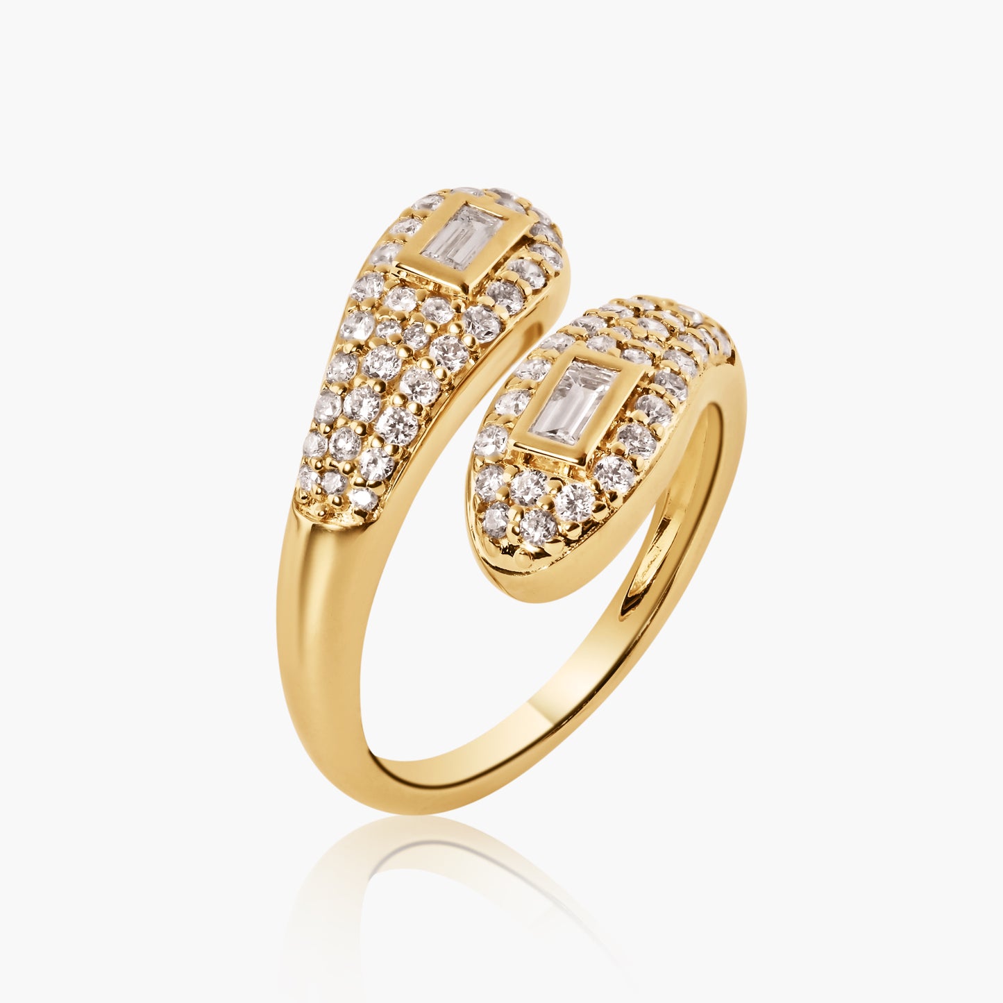 14K Yellow Gold Baguette Wrap Ring - R00021