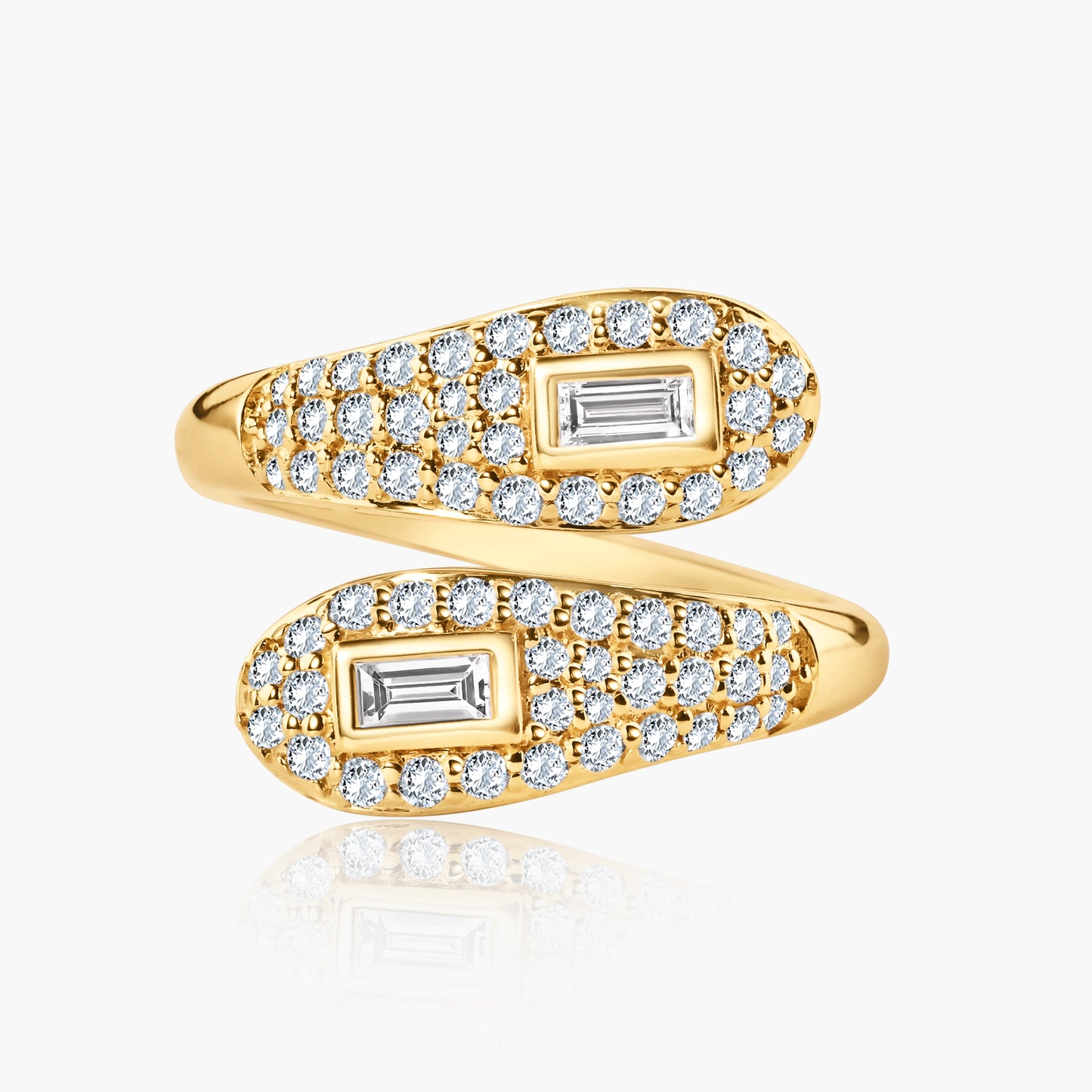 14K Yellow Gold Baguette Wrap Ring - R00021