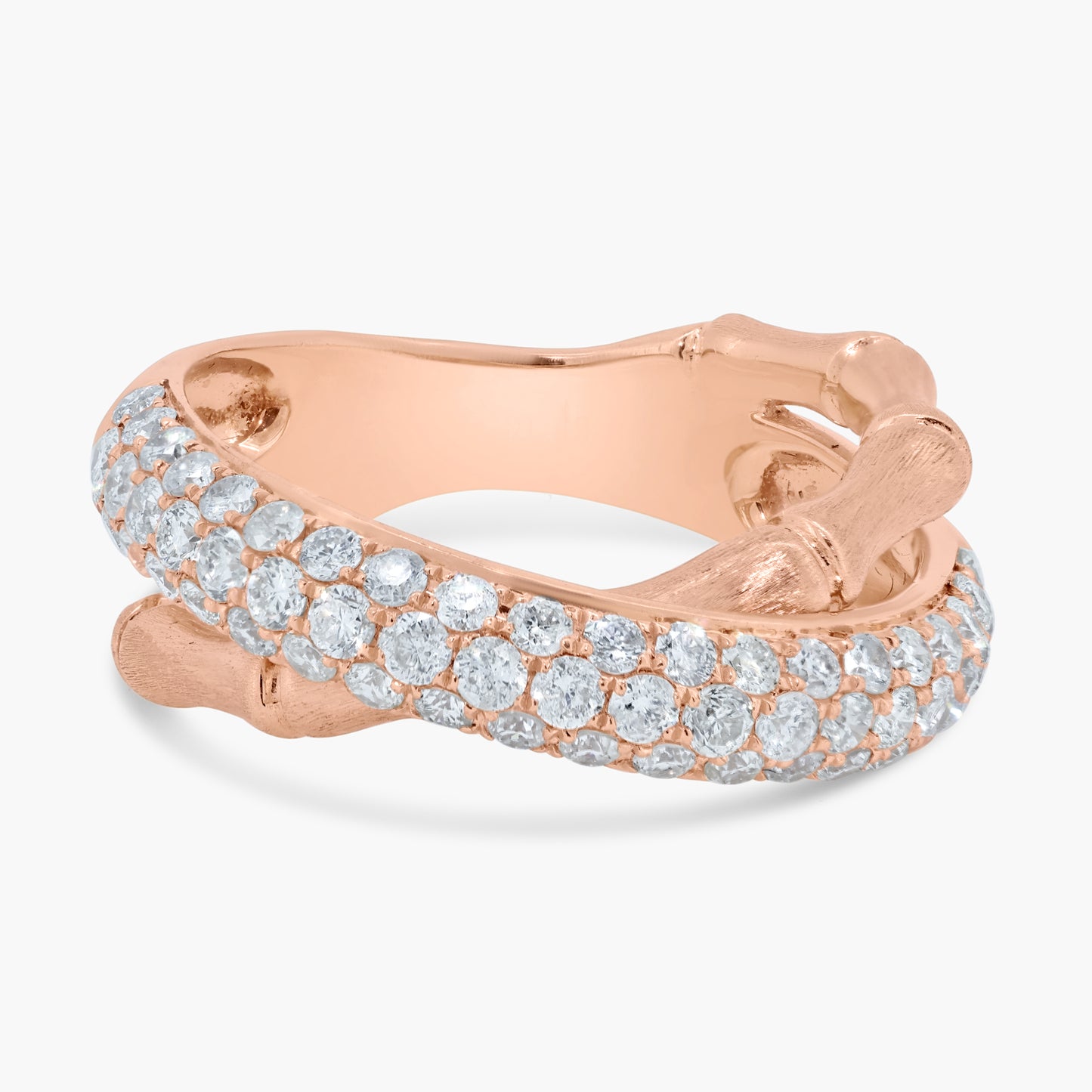 14K Rose Gold Pave Diamond Crossover Ring - R01833-R/WBL