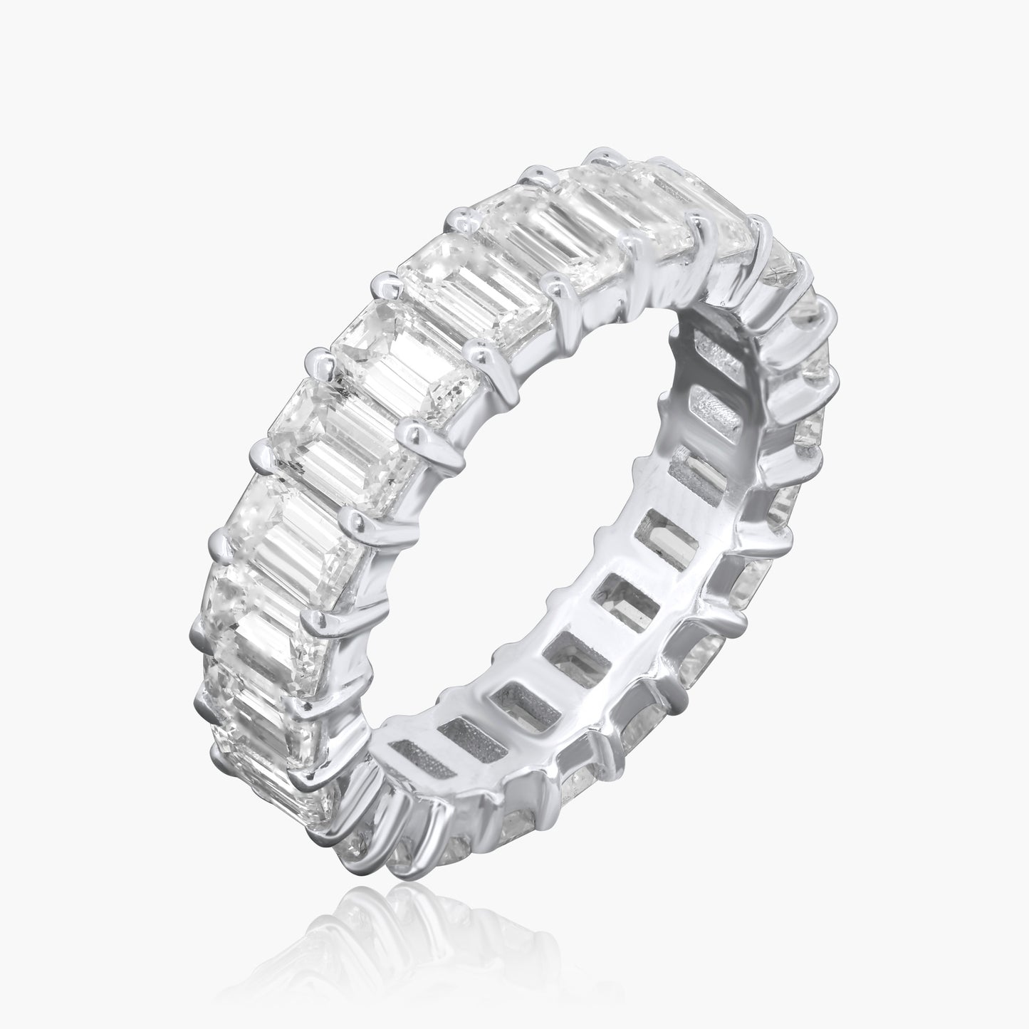 18K White Gold Emerald Cut Diamond Eternity Ring - R050321-14VC