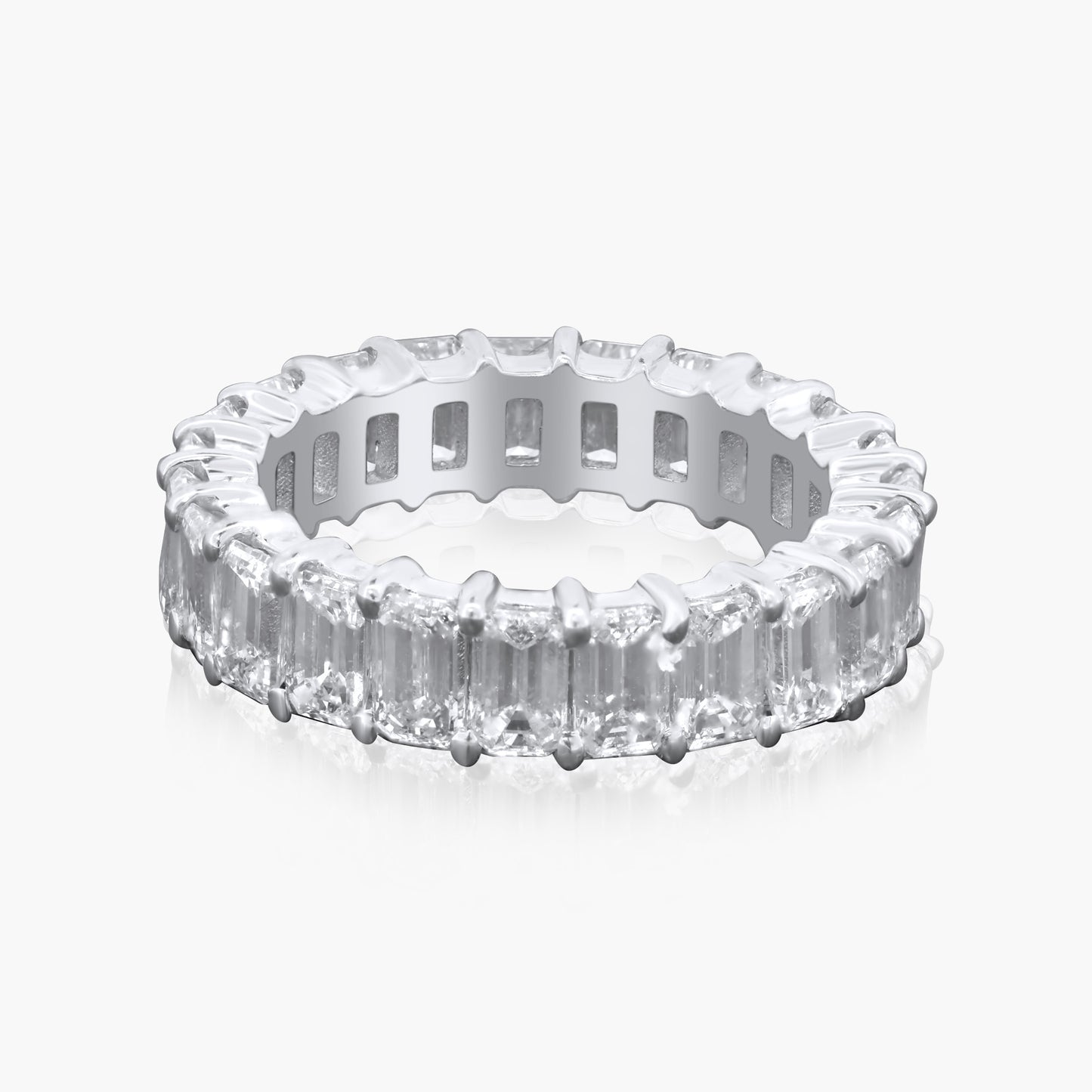 18K White Gold Emerald Cut Diamond Eternity Ring - R050321-14VC