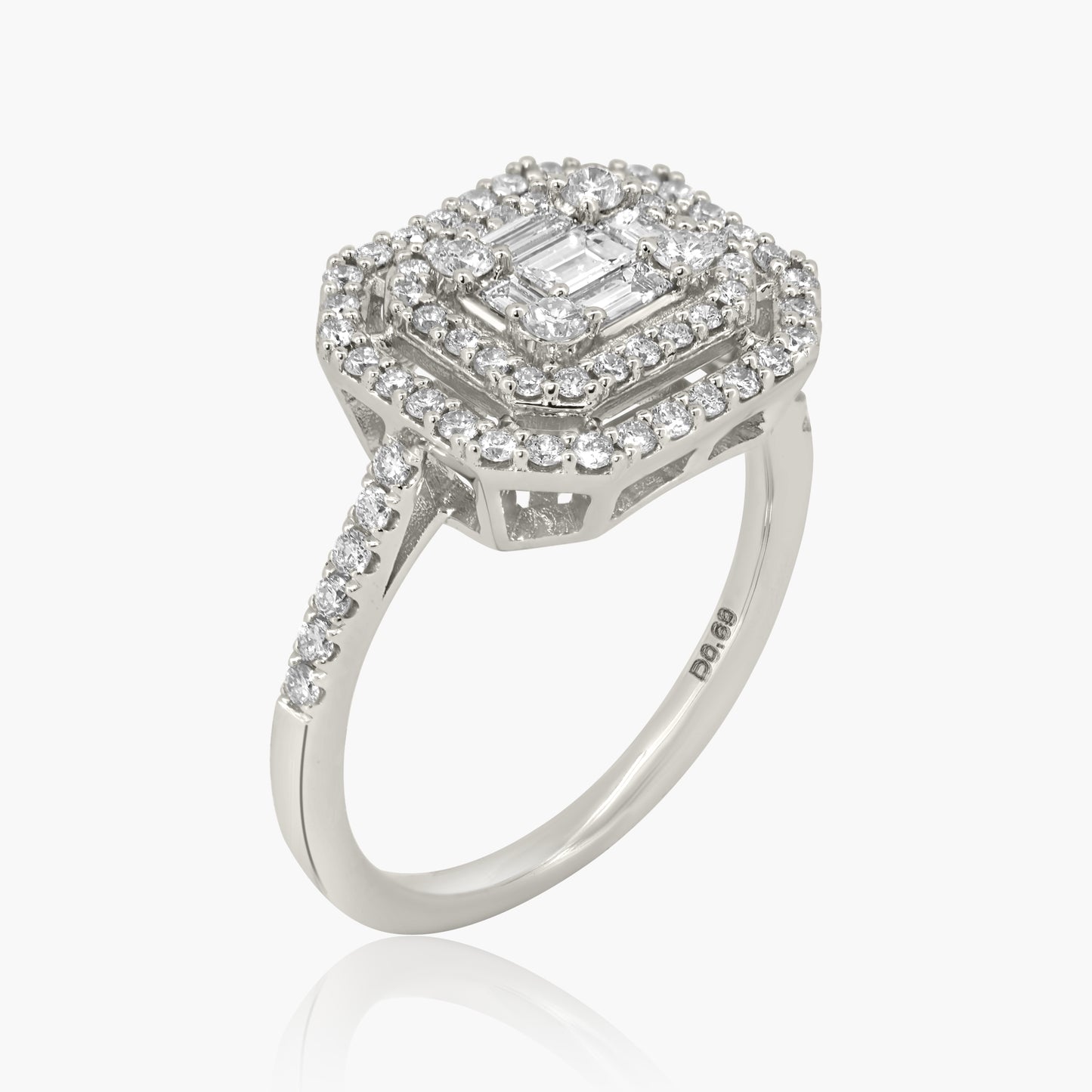 14K White Gold Baguette Ring - R05052