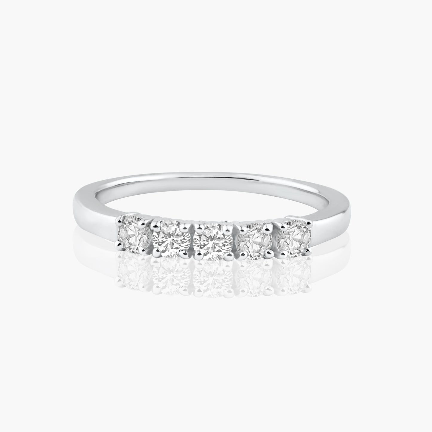 14K White Gold Round Diamond Dainty Band-R05760DD