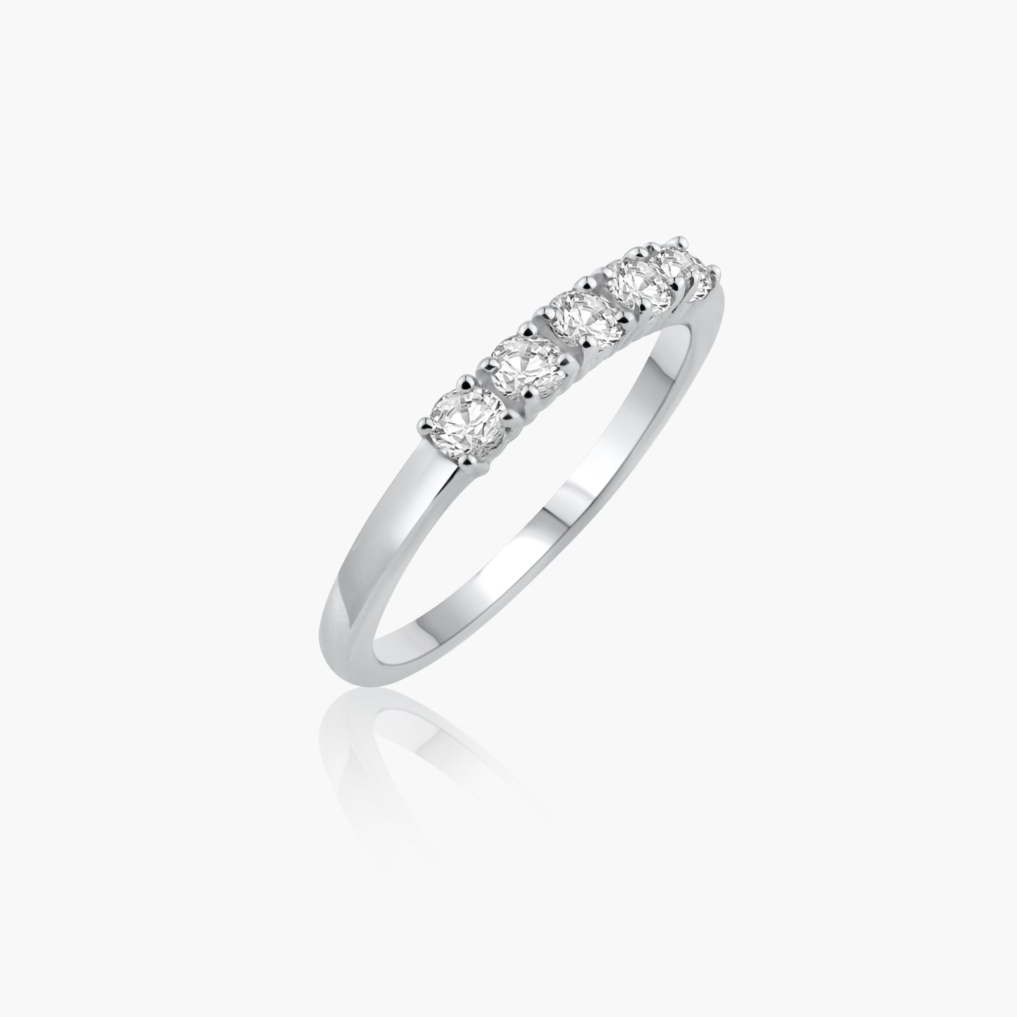 14K White Gold Round Diamond Dainty Band-R05760DD