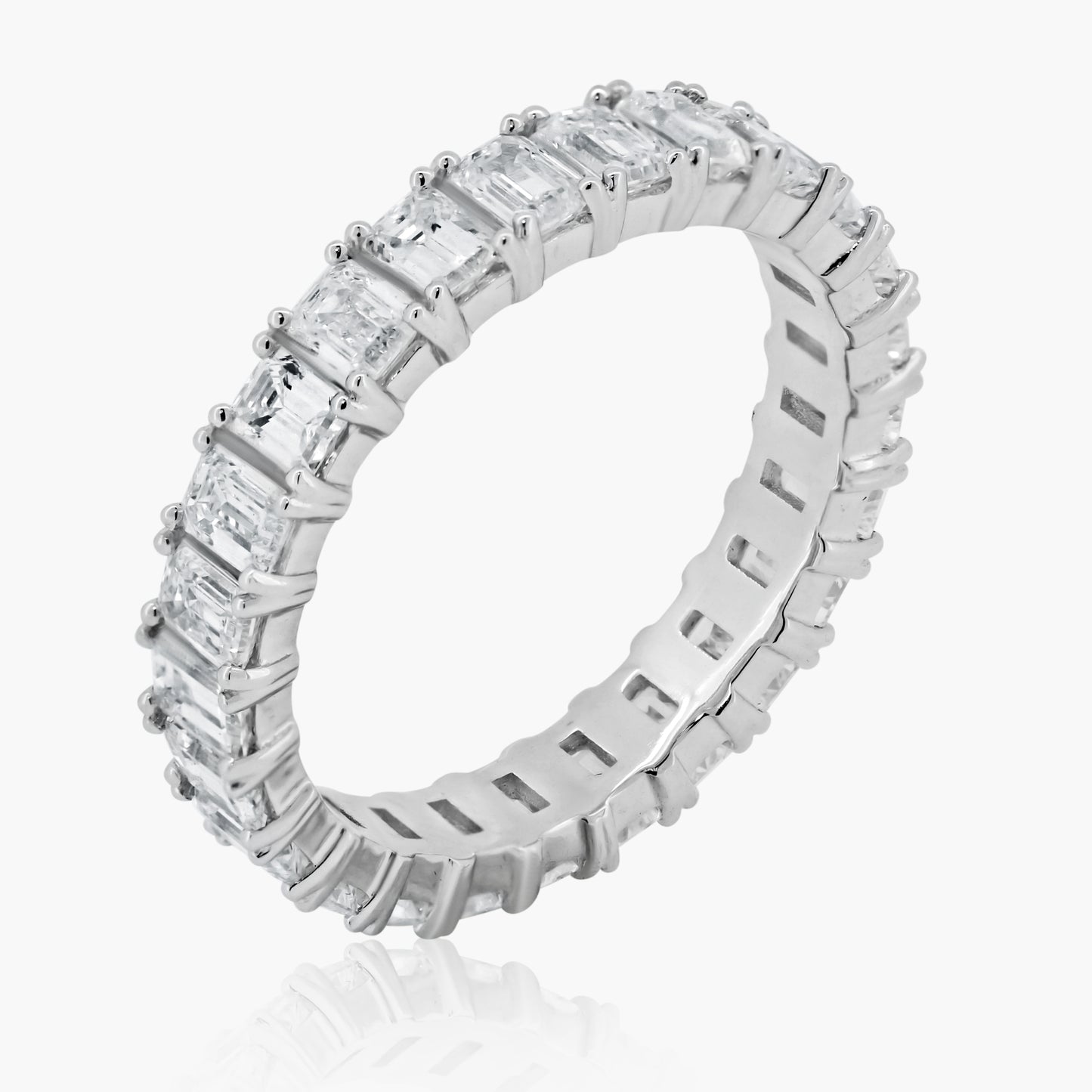 14K White Gold Emerald Cut Diamond Eternity Band - R06027A