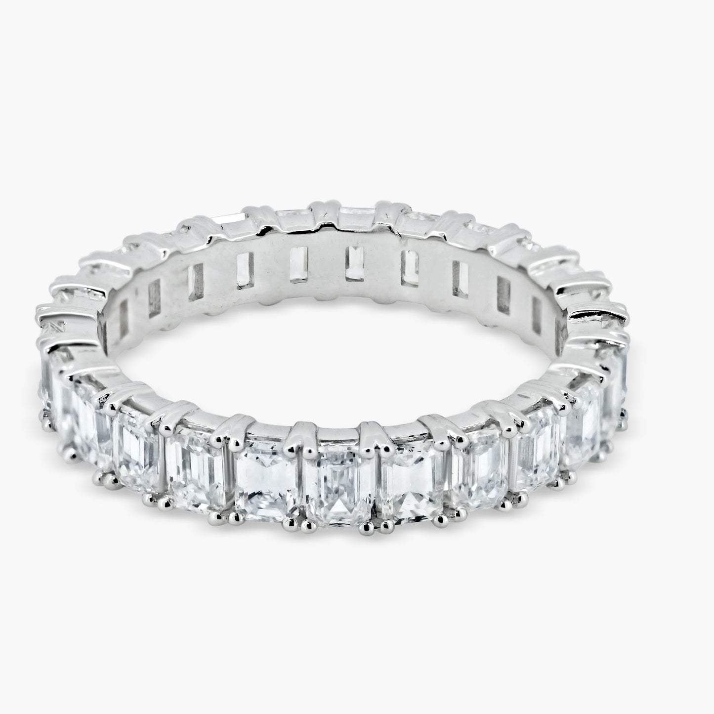 14K White Gold Emerald Cut Diamond Eternity Band - R06027A