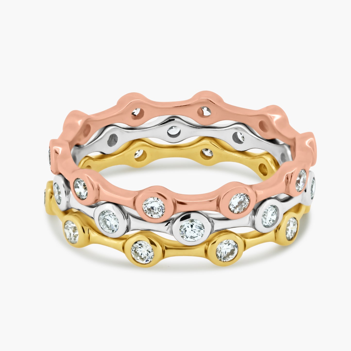 14K Tri Color Stackable Ring (set of 3)-R09752RZ