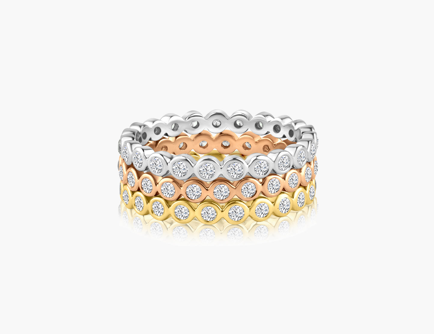 14K Tri Color Stackable Ring (set of 3)-R09752RZC