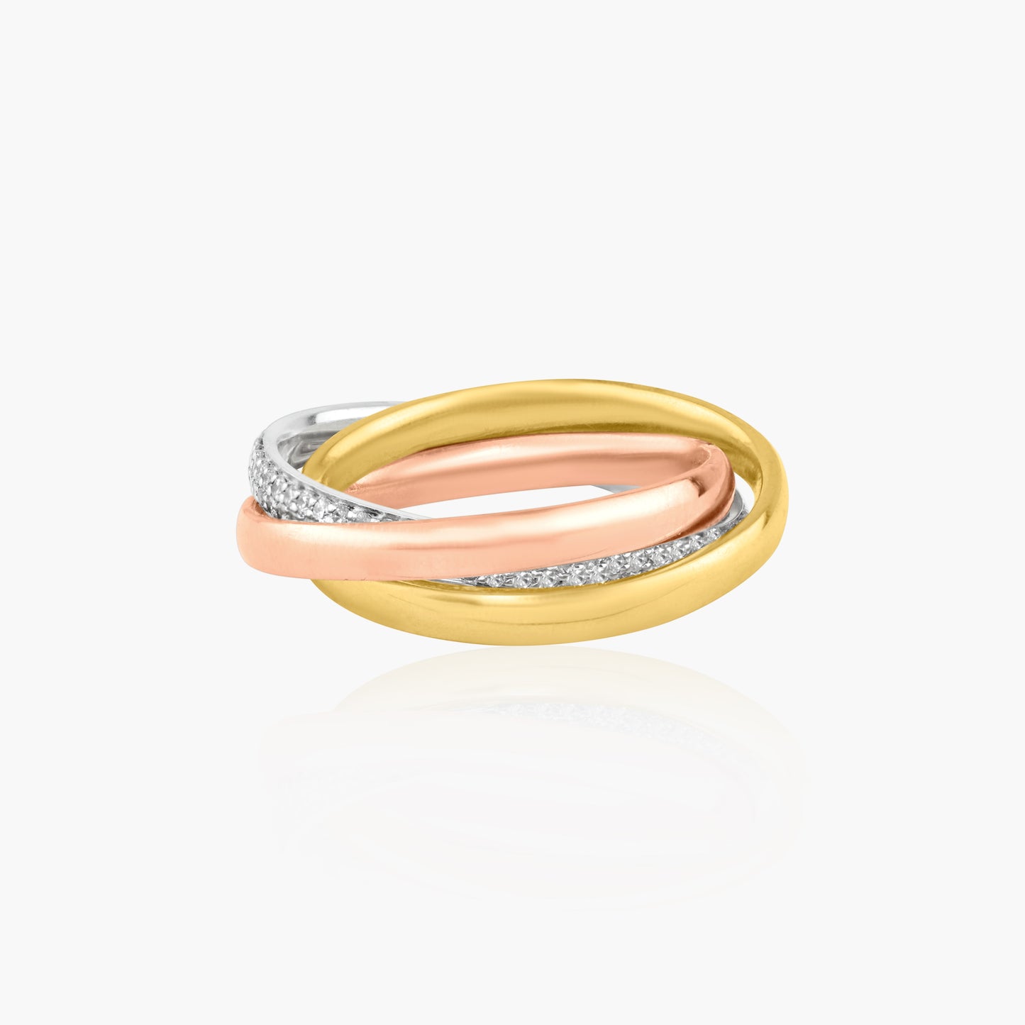 14K Tri Color Crossover Statement Ring - R100467ATC0