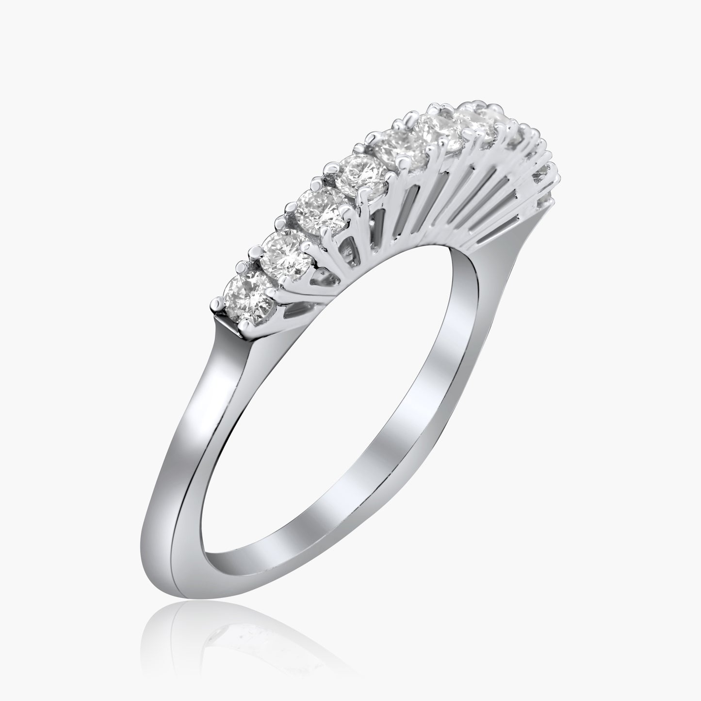 14K White Gold Round Diamond Band-R10127RF