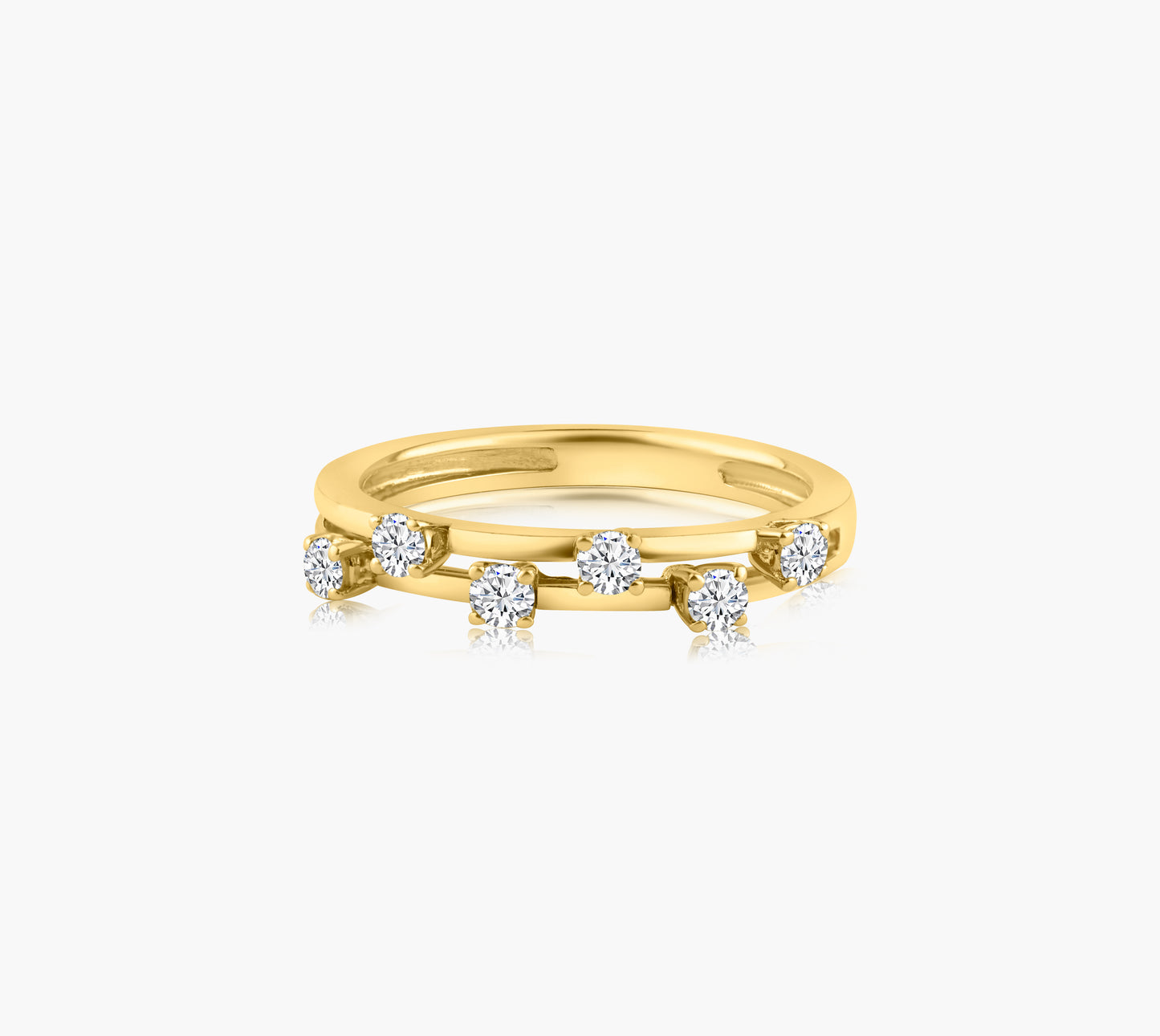 14K Yellow Gold Two Row Stackable Band - R110056AT