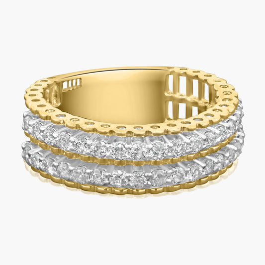 14K Two Tone Two Row Round Diamond Band - R120136AWR