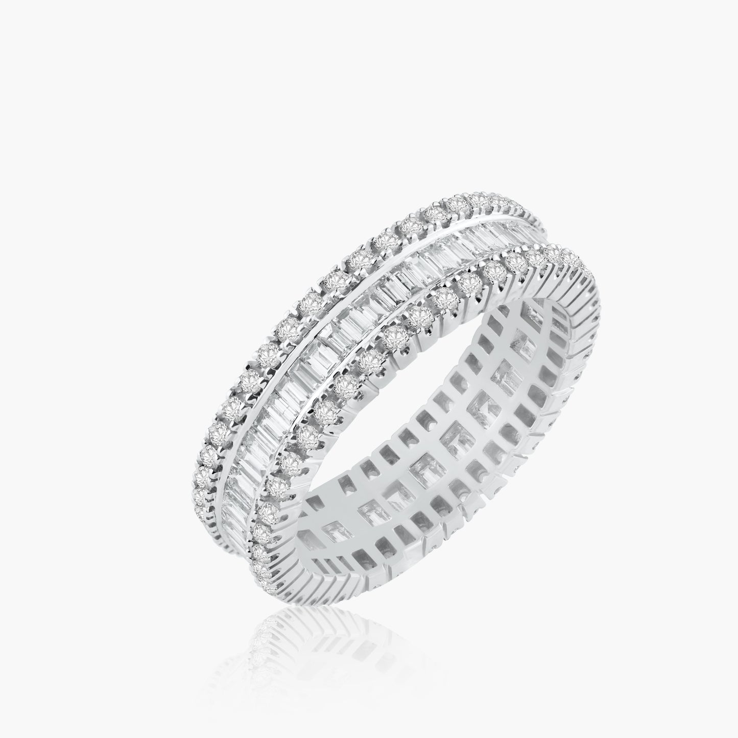 14K White Gold Baguette Band-R18617