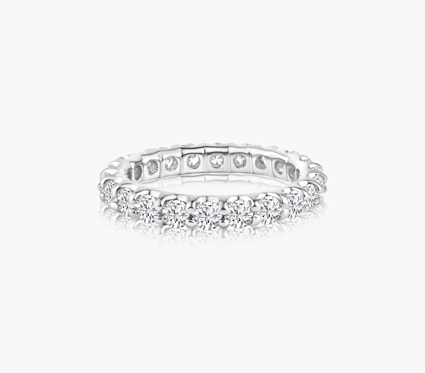 14K White Gold Round Diamond Eternity Band-R2.8MMVP