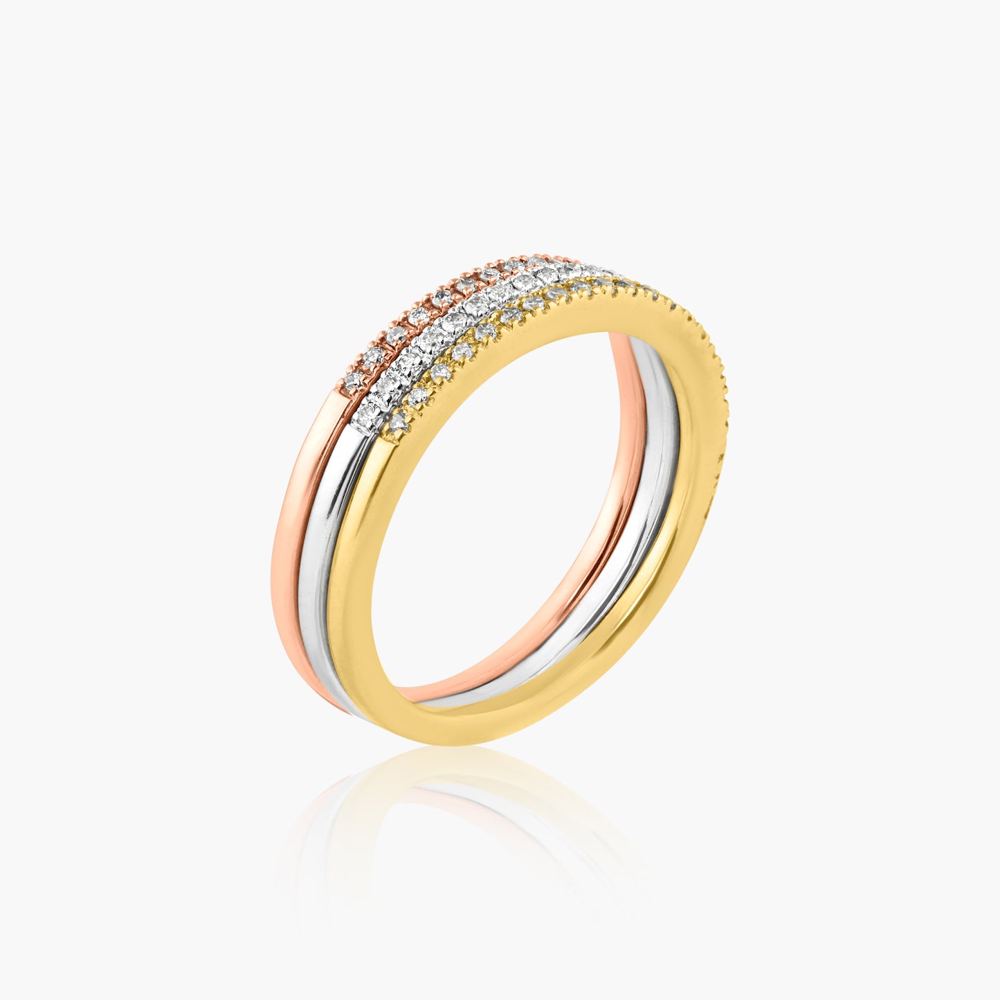 14K Tri Color Stackable Ring (set of 3)-R2287603