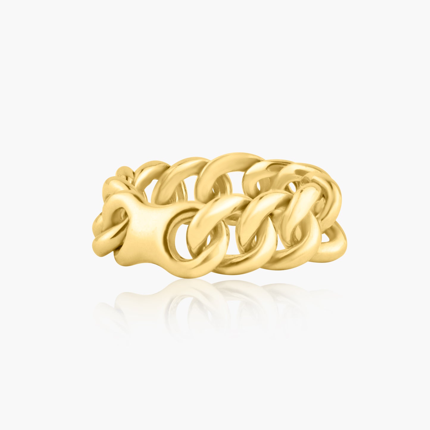 14K Yellow Gold Plain Chain Link Ring - R23513RC