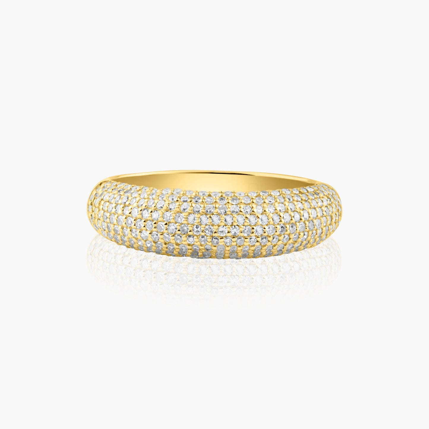 14K Yellow Gold Pave Diamond Dome Band - R60025104