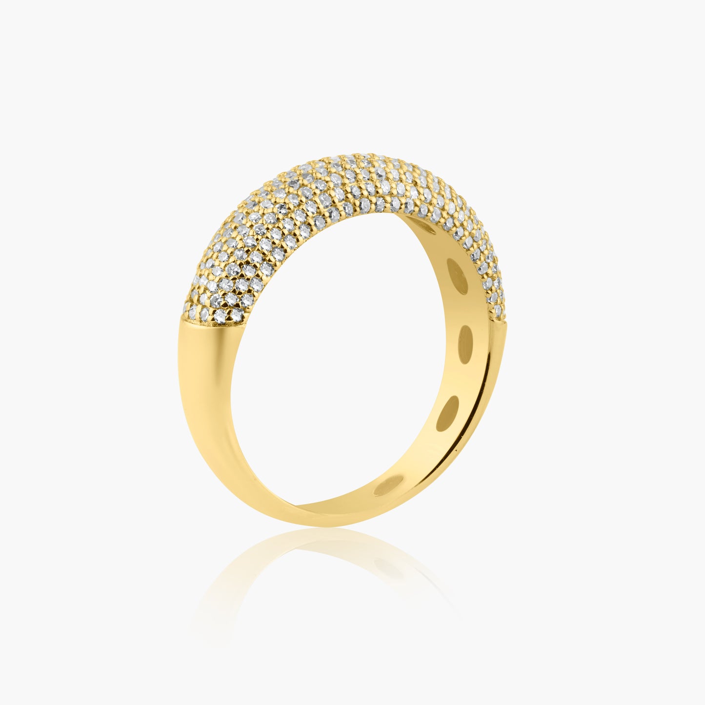 14K Yellow Gold Pave Diamond Dome Band - R60025104