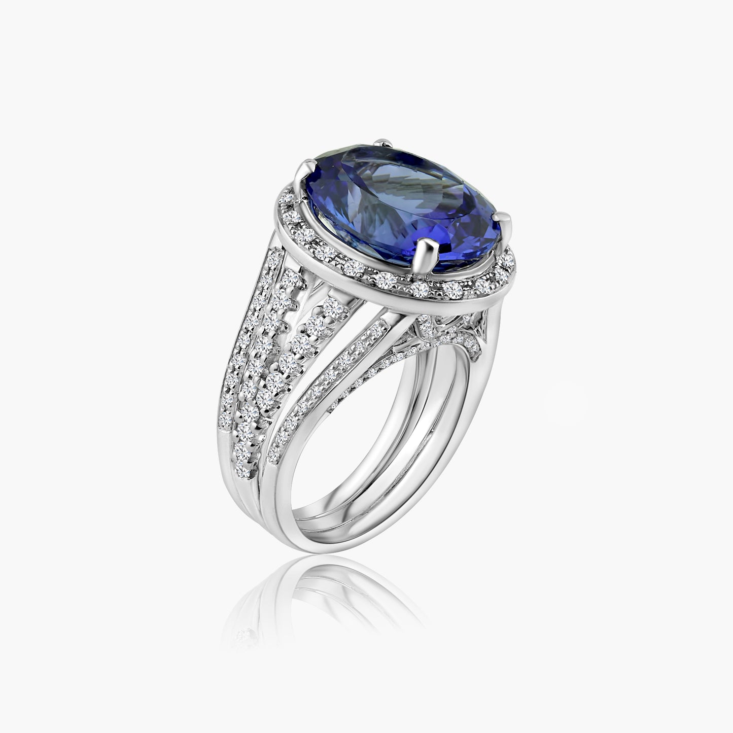 14K White Gold Tanzanite Statement Ring - R601204