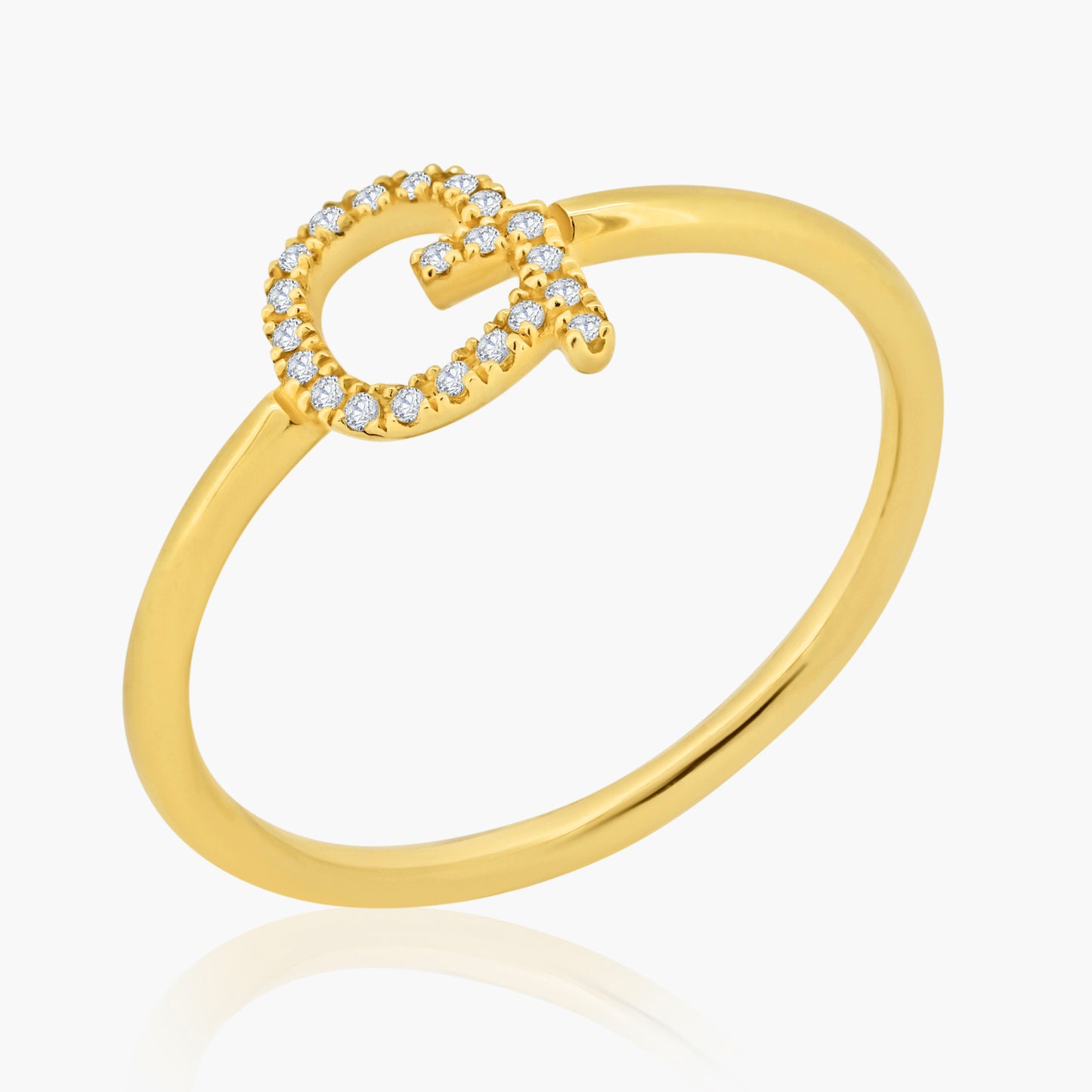 14K Yellow Gold Dainty Personalized Initial Ring-R60153701